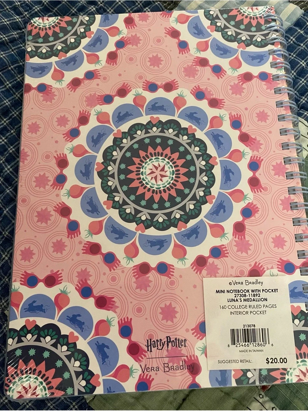 NWT Vera Bradley Luna Ravenclaw Harry Potter Pink Medallion ID case and Notebook